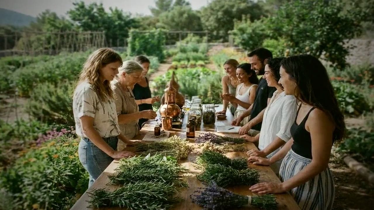 Guests at a herb workshop in the garden of the Ekko finca in Bétera