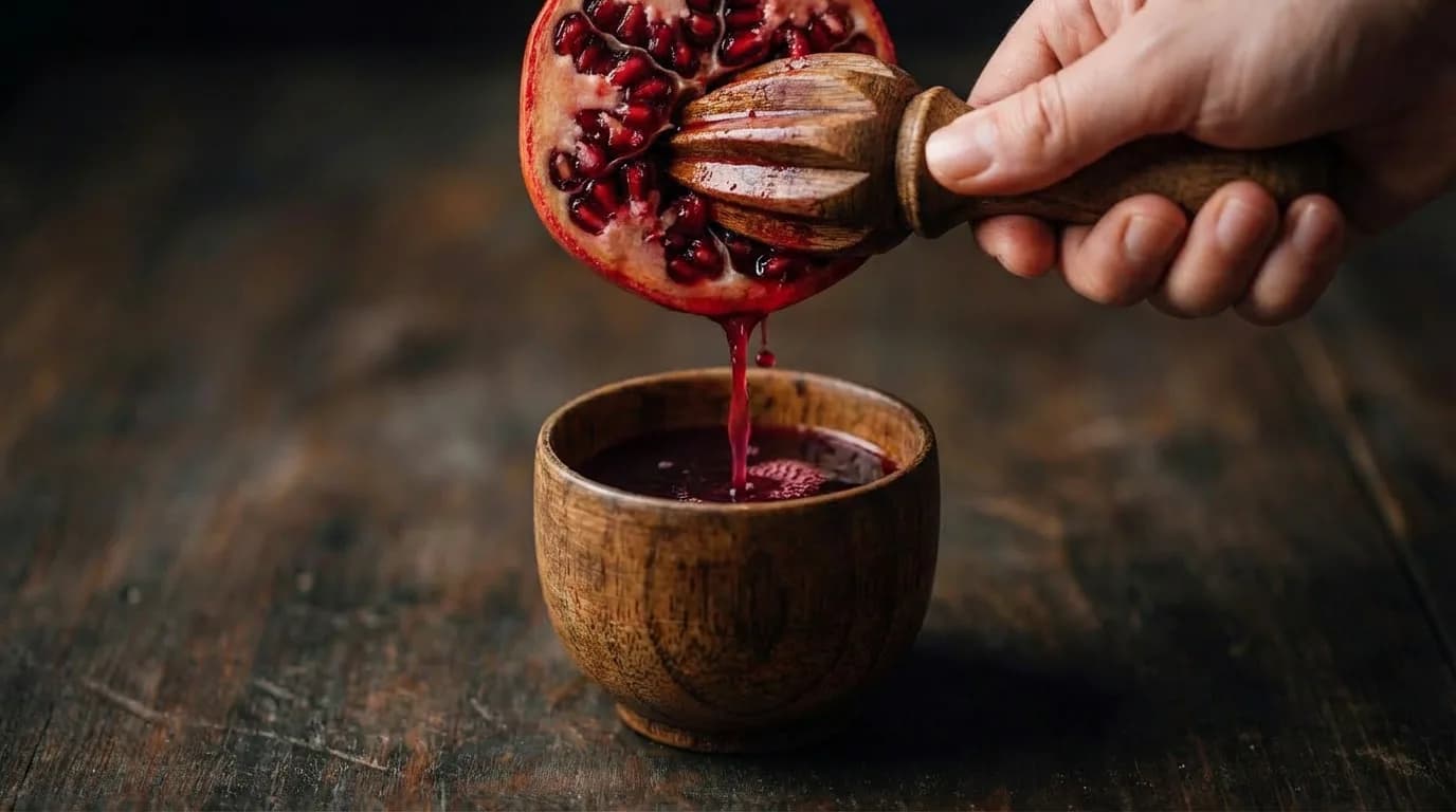 Fresh juice from EkkoFood's organic pomegranates